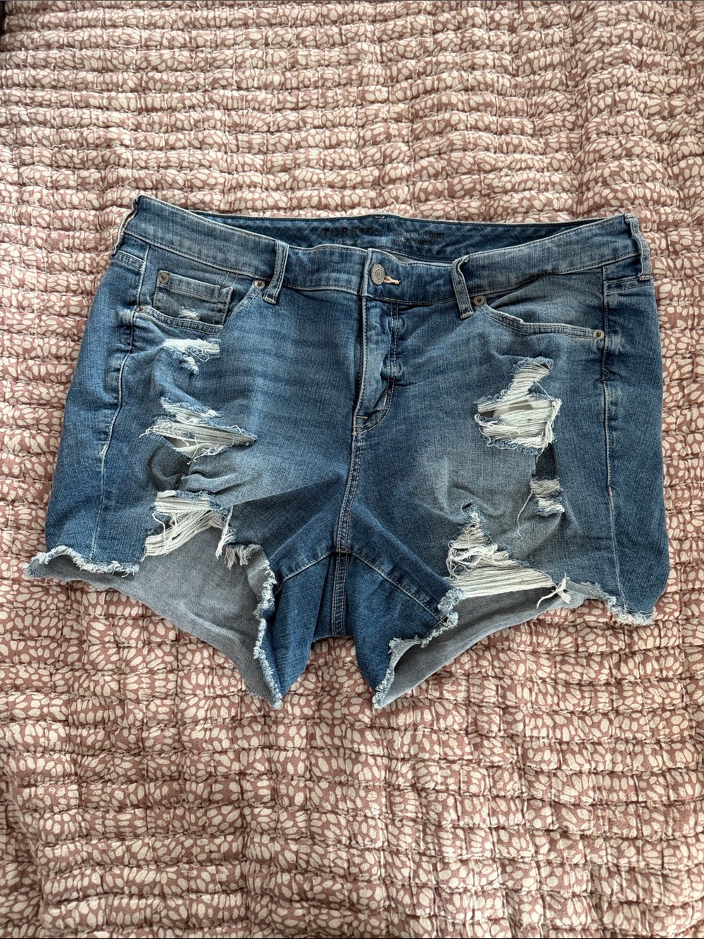 torrid Distressed Blue Denim Frayed Cutoff Shorts